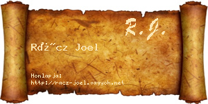 Rácz Joel névjegykártya